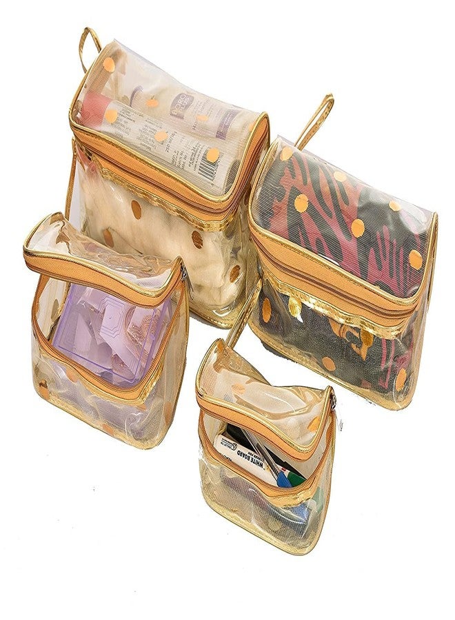 PRISMAXIC Cosmetic Toiletry kit Bag Travel kit Organizer Vanity Box Transparent Multipurpose Makeup Cosmetics Bag Printed Organizer (Set of 4) (Multi) - Image 3